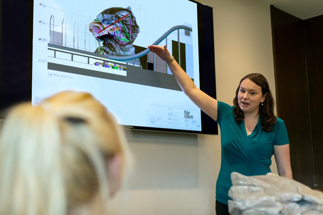 woman giving presentation