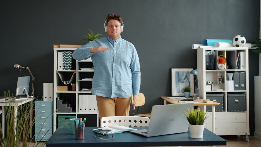 man stretching before presentation